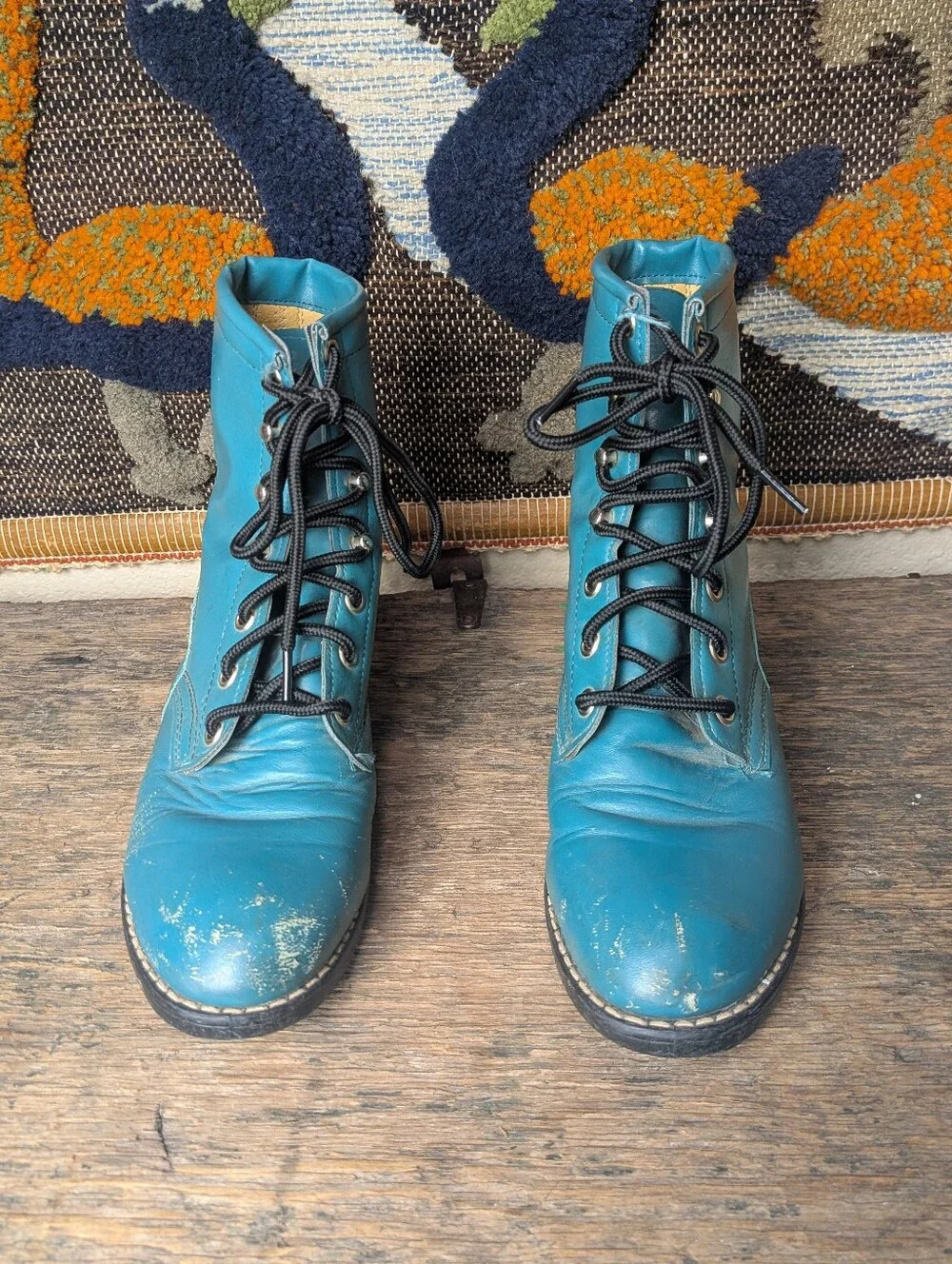 Kids Vintage Teal Roper Style Riding Boots